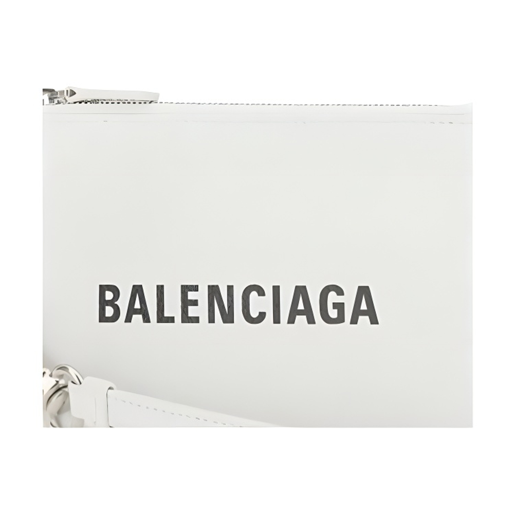 Balenciaga Cow Leather Clutch Card Holder Unisex White