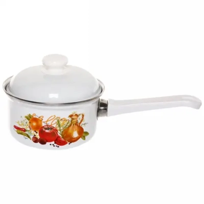 Кастрюля эмалированная 1л цилиндрическая с декором С-1607АП/4