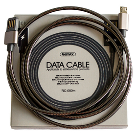 Кабель USB - MicroUSB Remax RC-080m (оплетка металл) Серебро