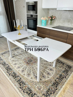 Большой кухонный стол "Макси", белый глянец