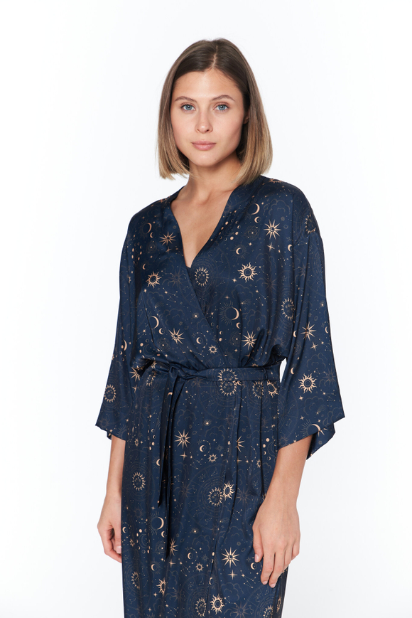 Шелковый халат-кимоно с созвездиями