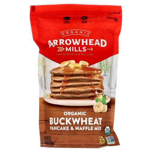 Arrowhead Mills, Органическая смесь для блинов и вафель из гречки, 623 г (1 фунт 6 унций)