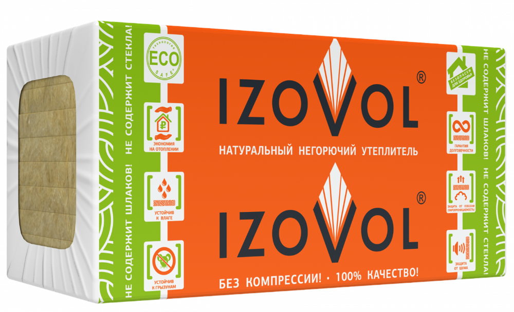 МинПлита Л35 1200х600х50 Утеплитель ИЗОВОЛ  (0,288 м3)  35 кг/м3