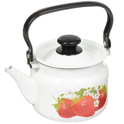 Чайник сталь, эмал, 2 л, с декором, ручк металл, Керчь, бел, 42704-102/6