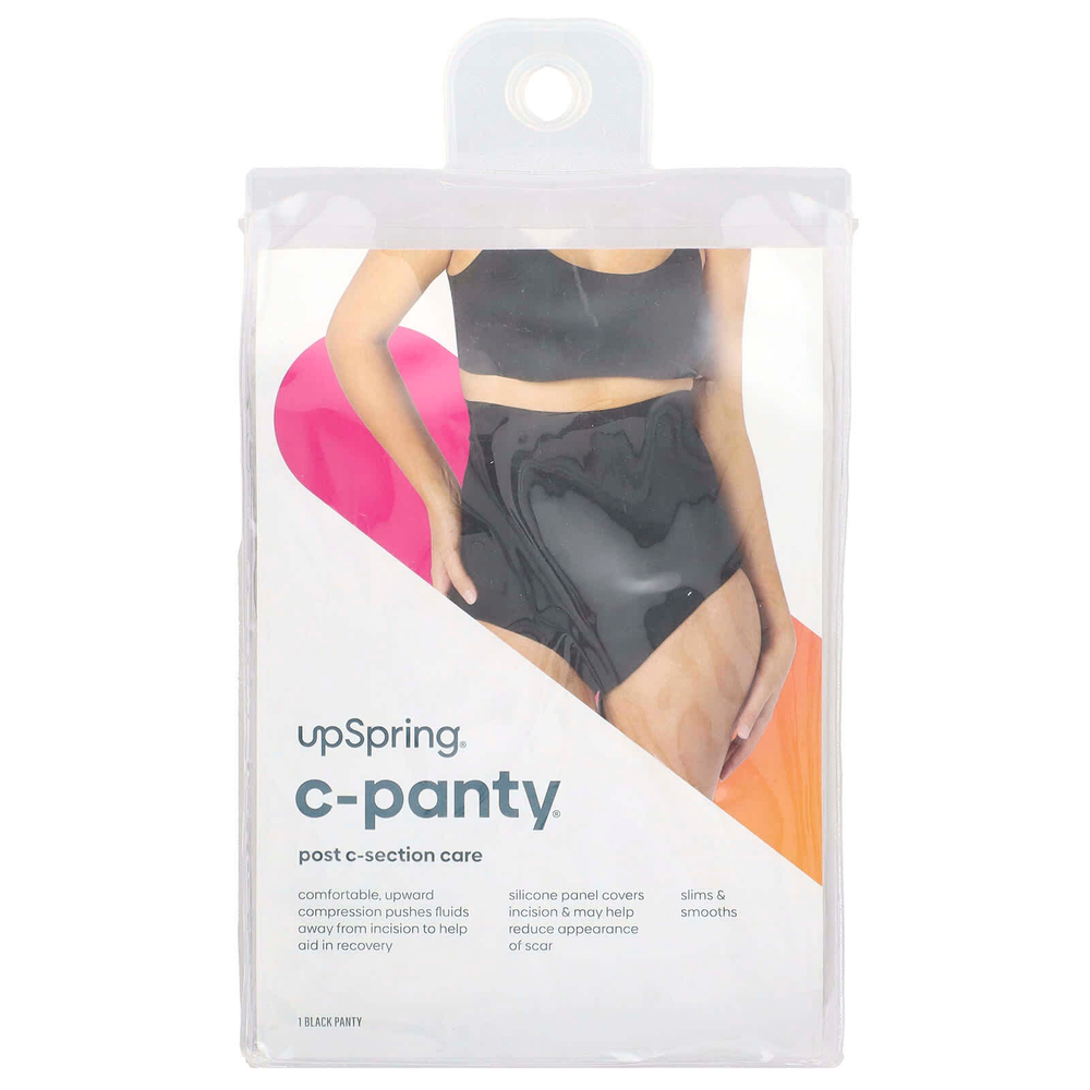 UpSpring, C-Panty®, уход после кесарева сечения, с силиконовой вставкой, высокая талия, 1X / 2X, черный, 1 шт.