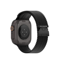 Ремешок из нержавеющей стали черного цвета от Dux Ducis для смарт часов Apple Watch 42, 44, 45, 46, 49мм, серия Milanese Air Series (миланская петля)