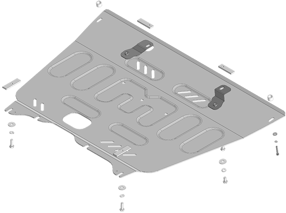 Защита картера Двигателя, КПП. 4 мм, Алюминий. для GAC GS 8 2023-н.в., GAC M8 2023-н.в. MOTODOR.347801