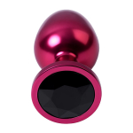 Красный анальный плаг 8,2см с кристаллом черного цвета ToyFa Metal 717008-95