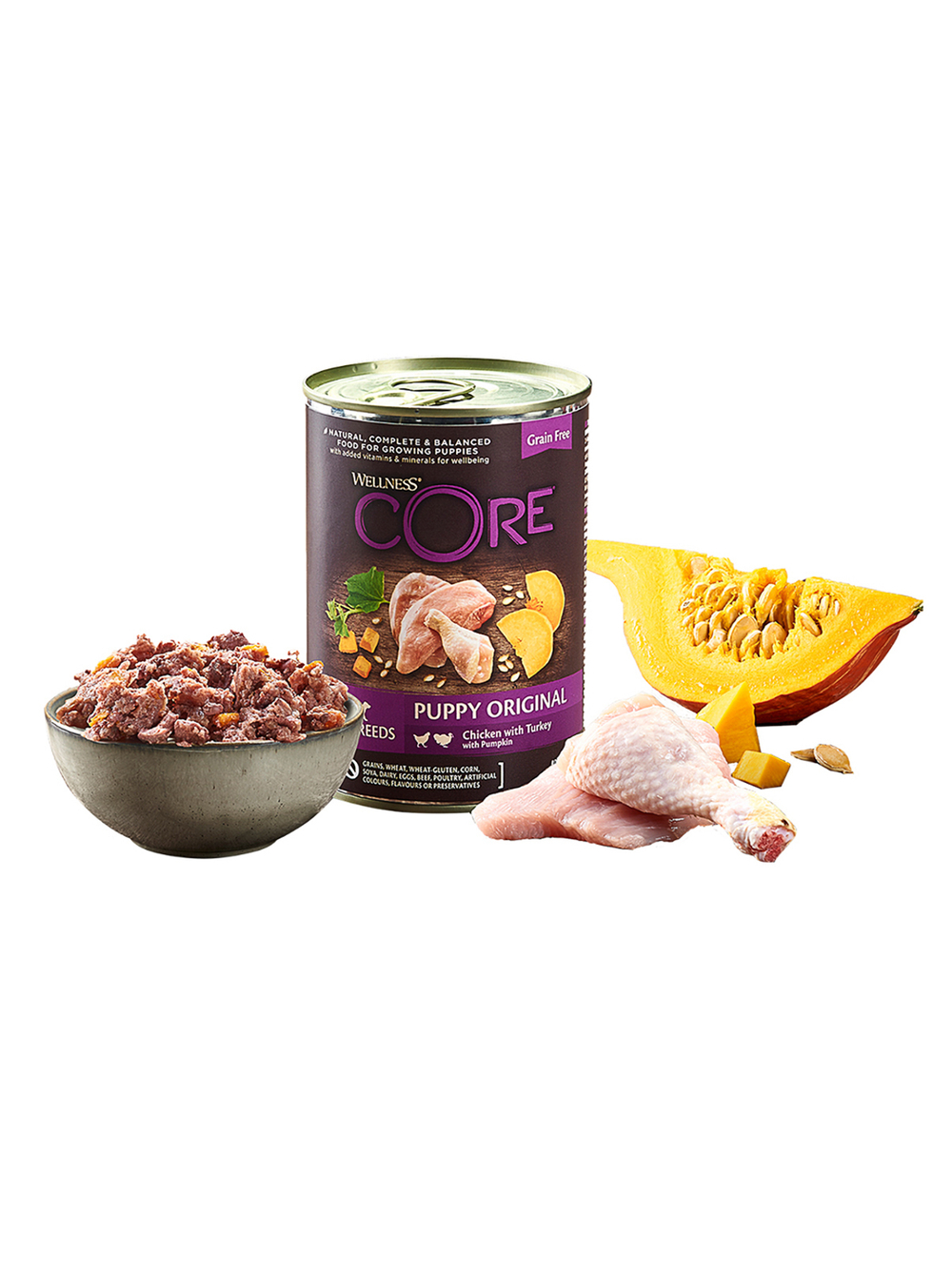 Влажный корм CORE для щенков из курицы с индейкой и тыквой 400 г