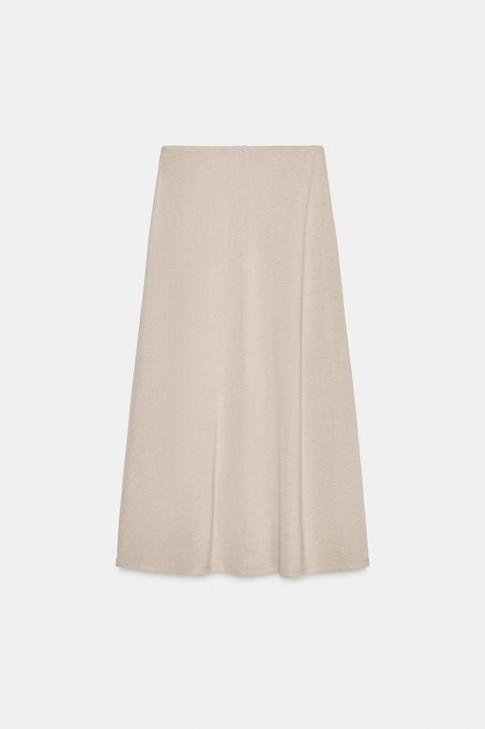 ZARA ЮБКА МИДИ ИЗ МЯГКОЙ ТКАНИ, ПЕСОЧНЫЙ МЕЛАНЖ