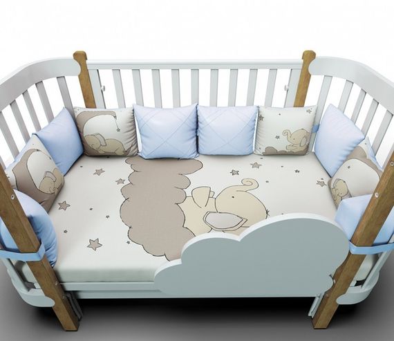 Набор в кроватку для новорожденных Lollycottons Слоники Голубой