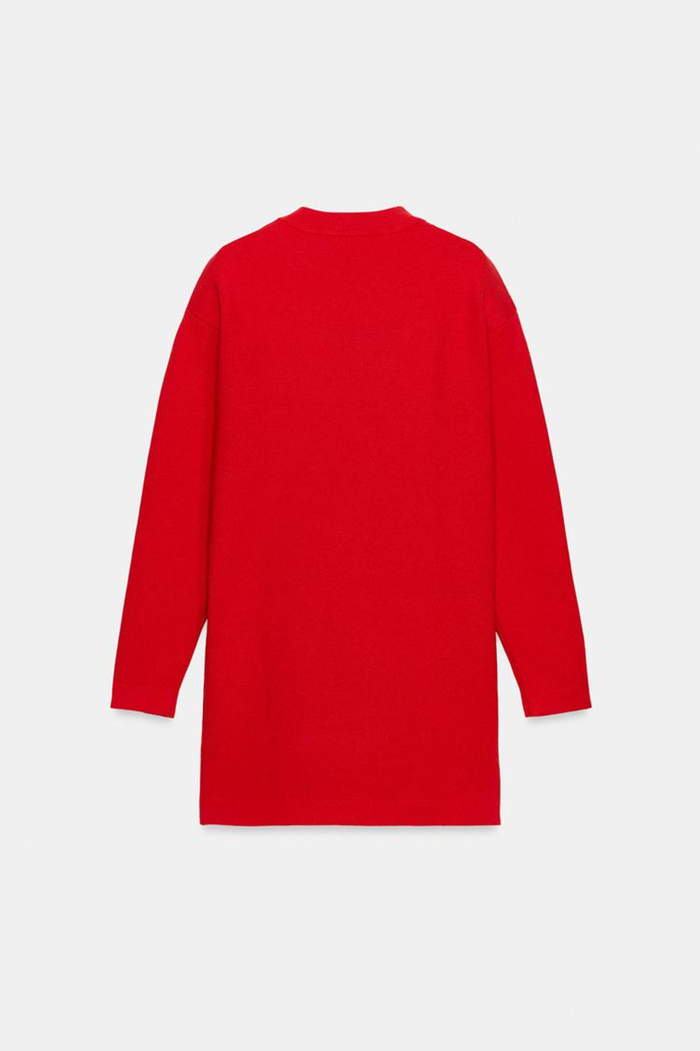 ZARA ТРИКОТАЖНОЕ ПЛАТЬЕ СО СПУЩЕННЫМИ ПЛЕЧАМИ, КРАСНЫЙ