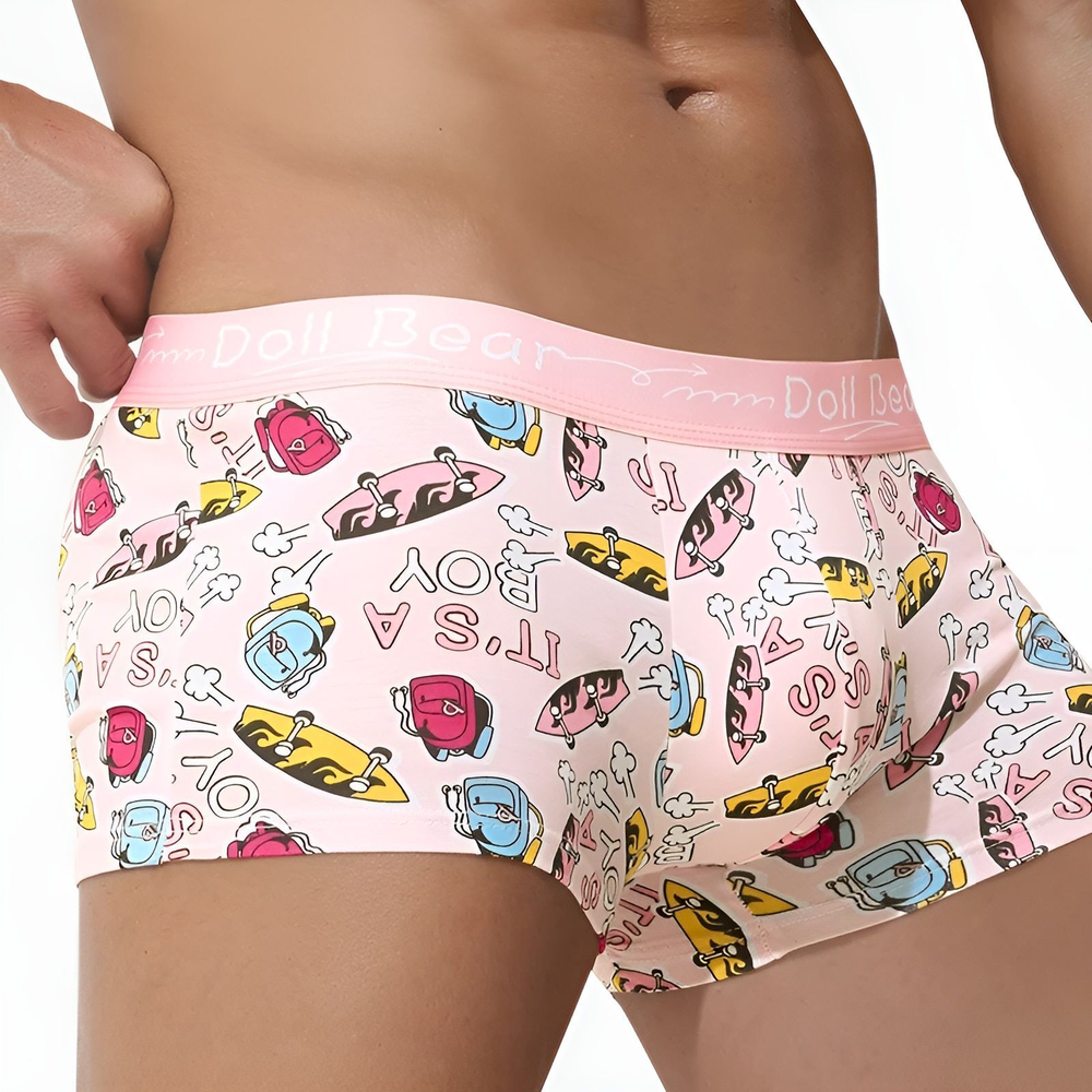 Розовые трусы-боксеры с принтом в виде скейтбордов (Размер: XXXL) (Цвет: розовый)