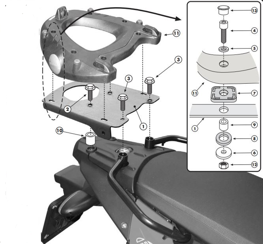 Крепёж для багажа Kappa для мотоцикла BMW F650GS-F800GS (с 2008 г.)