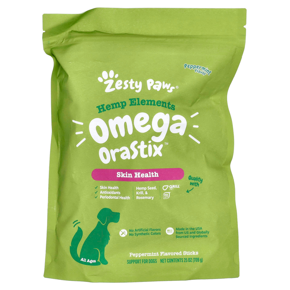 Zesty Paws, Hemp Elements, Omega Orastix, для собак, для всех возрастов, перечная мята, 709 г (25 унций)