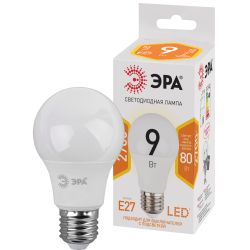 Лампа светодиодная ЭРА STD LED A60-9W-827-E27 9Вт груша теплый белый свет Е27 | Лампы cветодиодные Груша (A)