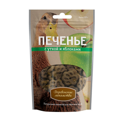 Деревенские лакомства печенье утка яблоки 100 г