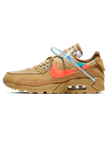 NIKE OFF-WHITE X AIR MAX 90 'DESERT ORE'90 DESERT ORE/DESERT ORE-HYPER JADE-BRIGHT MANGO AA7293-200