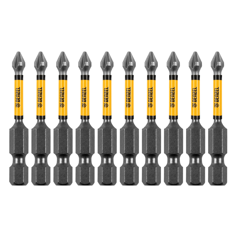 Бита IMPACT, PH1x50 мм, лазерная обработка шлица, сталь S2, 10 шт., Е 6,3 Denzel
