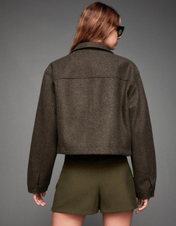 BERSHKA Куртка из мягкой ткани, коричневый