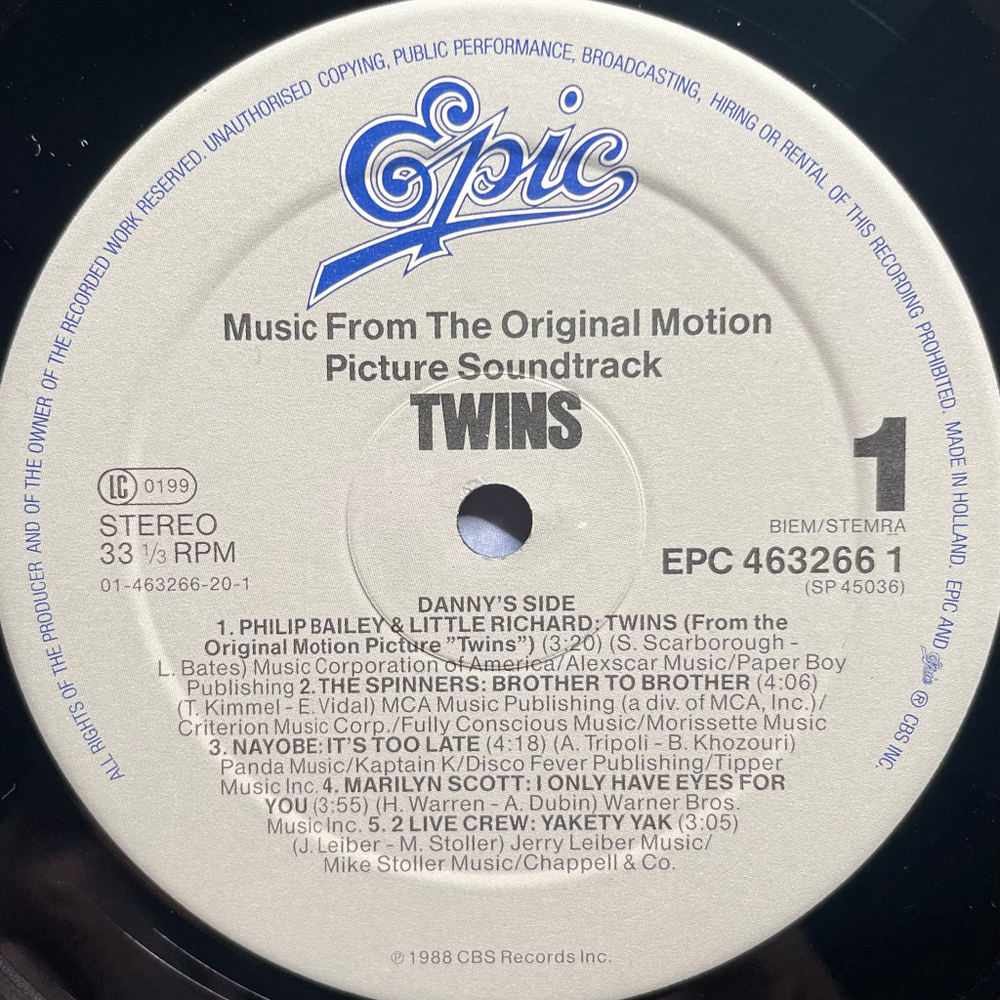 Twins - Music From The Original Motion Picture Soundtrack (Голландия 1988г.)