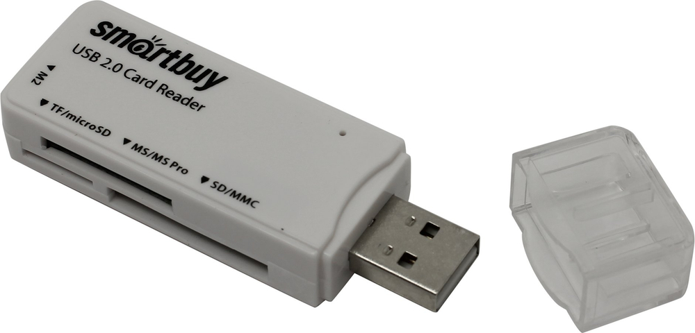 Внешний картридер Smartbuy <SBR-749-W> USB2.0 MMC/SDHC/microSD/MS(/Pro/Duo/M2)