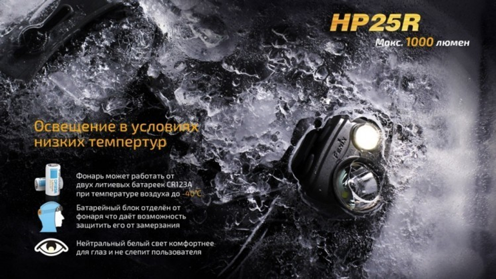 Фонарь светодиодный налобный Fenix HP25R, 1000 лм, аккумулятор*