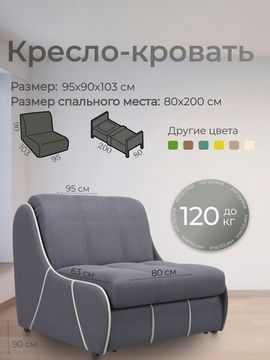 Кресло Рио 0,8  - Velutto 32 серый/кант кожзам Есо 276 бежевый