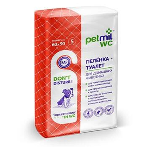 Медмил Petmil WC подстилка для кошек и собак гелевая одноразовая 60*90 см (упак 5 шт)