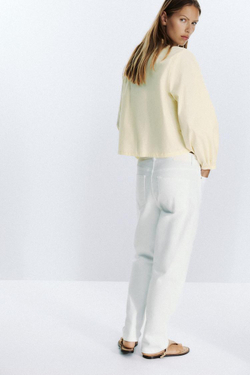 ZARA РУБАШКА ИЗ ПОПЛИНА В ПОЛОСКУ С ЗАВЯЗКАМИ, ЖЕЛТЫЙ