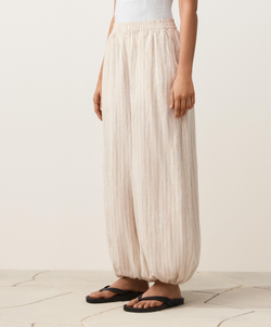 OYSHO Полосатые брюки из 100% льна, песочный меланж