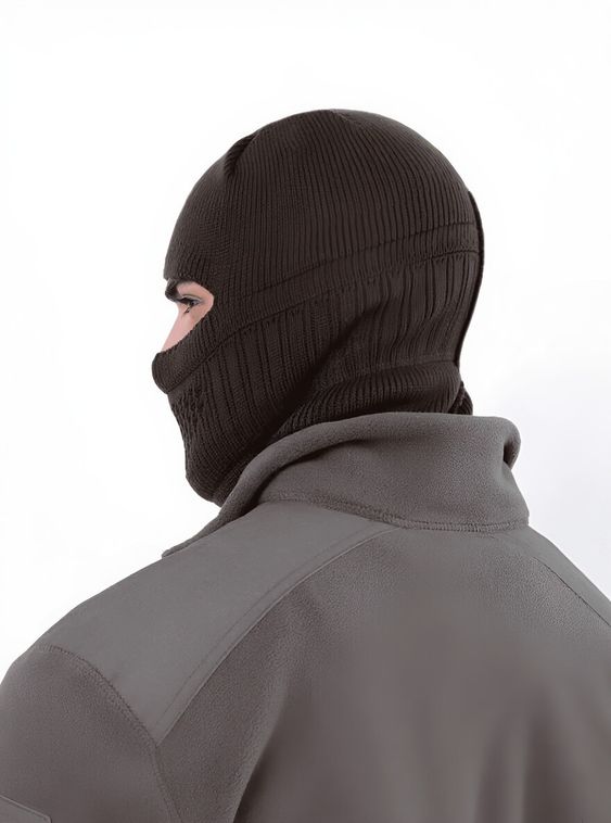 Тактическая вязаная балаклава шапка зимняя Олива