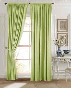 Длинные шторы. Луи (салатовый). Шторы из стриженного бархата