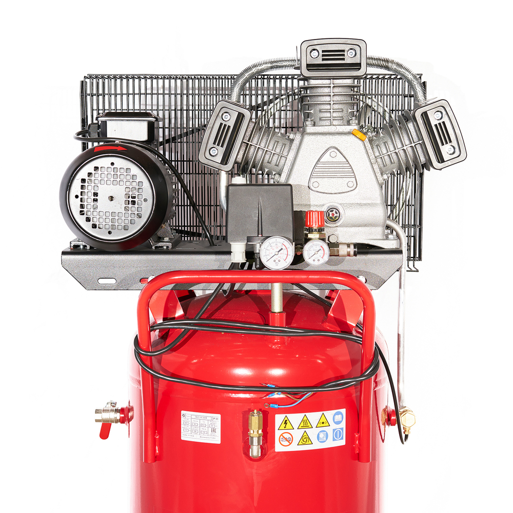 Компрессор ROSSVIK СБ4/С-100.LB40В, 580 л/мин, 10 бар, вертикальный 100 л, 380 В/3 кВт, красный