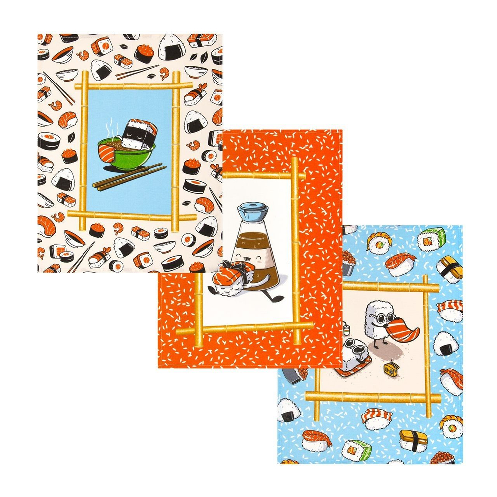 Набор кухонных полотенец, 3 шт , 45х60 см , рогожка