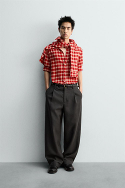 ZARА РУБАШКА В КЛЕТКУ - LIMITED EDITION, БЕЛЫЙ/КРАСНЫЙ