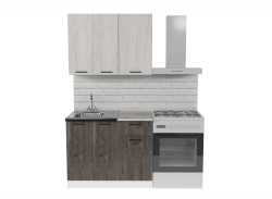 Кухонный гарнитур Сиена мини 1000 мм (Дуб грей/Бетон темный/Белый, Сосна)