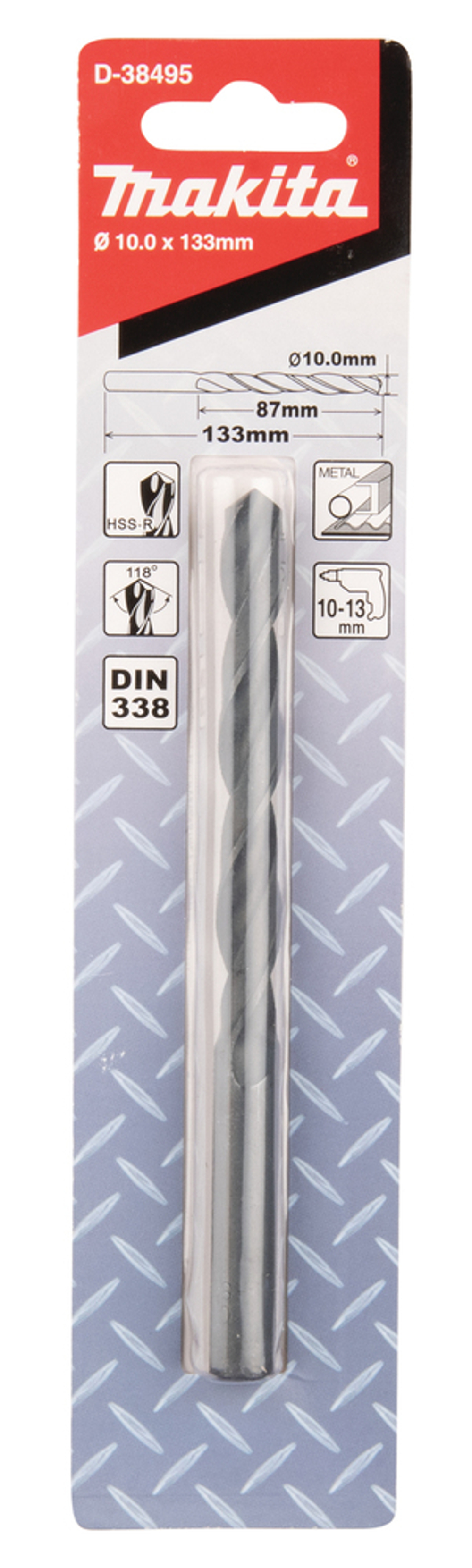 Сверло по металлу HSS-R 10х87x133 Makita D-38495 Металл HSS-R 10,0 x 87 х 133 мм 118 град
