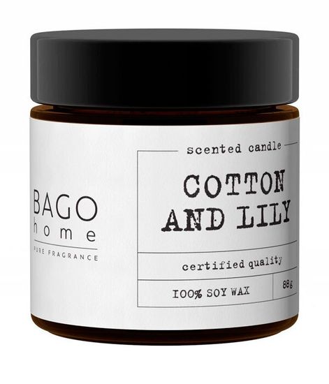 Хлопок и лилия, ароматическая свеча, Bago home