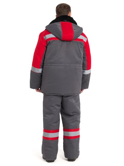 Костюм утеплённый "НОВА" куртка+п/к, цв. т.серый/красный