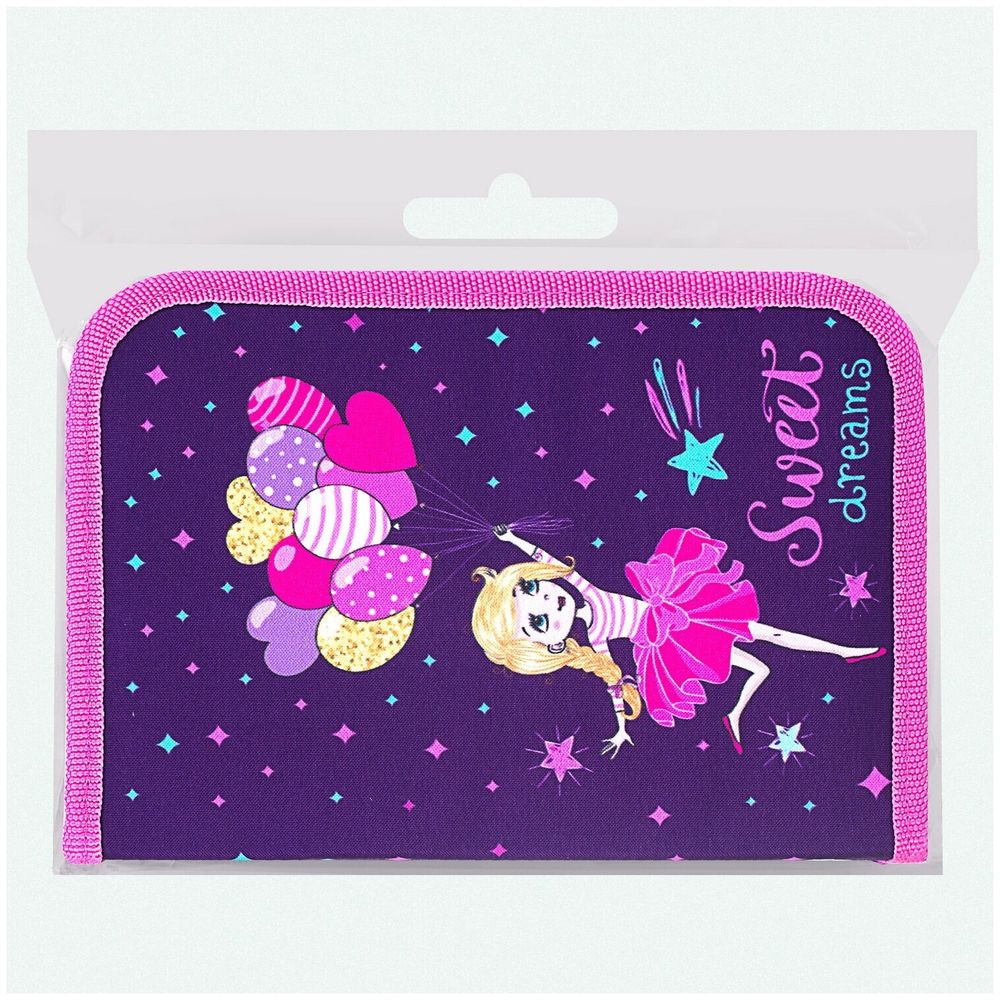 Пенал с наполнением BRAUBERG, 1 отделение, 1 откидная планка, полиэстер, 24 предмета, 21х14 см, "Sweet dream", 270316