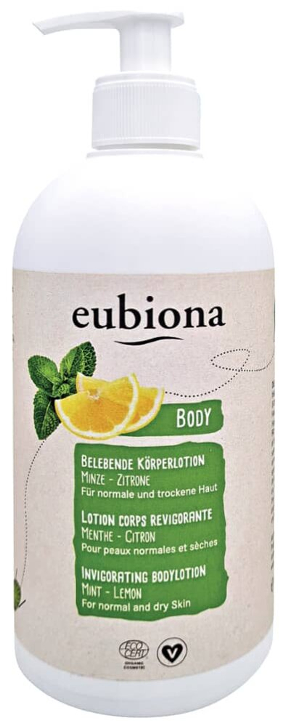 Освежающий лосьон для тела Eubiona с ароматом мяты и лимона, 500 мл.