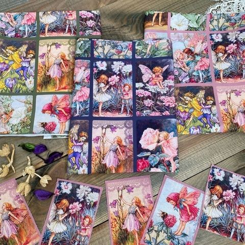 ОТПРАВЛЕНО НА ПЕЧАТЬ, ЭЛЬФИКИ И ФЕЕЧКИ НА ФИОЛЕТОВОМ ФОНЕ, 4 ряда, 100% хлопок