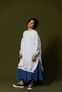 Туника из футера без начеса, светло-серый меланж