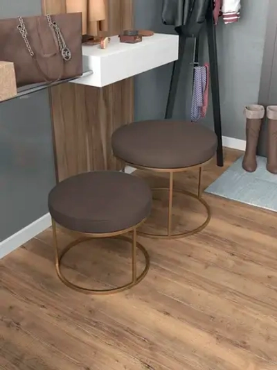 Комплект круглых банкеток - ЗКОР - коричневое на золотом