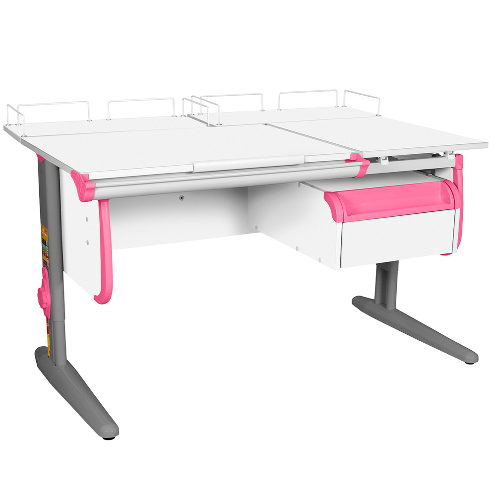 Растущая парта Дэми СУТ 25 с задними полками СУТ.15.210 и навесной тумбой (1200×880 мм)