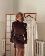 Блузка Satisfaction, Коричневая