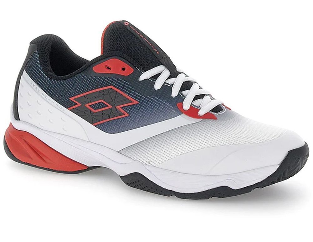 Мужские теннисные кроссовки Lotto Mirage 400 ALR - all white/all black/red poppy