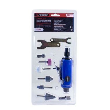 Пневмозачистная машинка с комплектом камней 11пр(цанги:3мм,6мм25000об/мин, 85л/мин,6.3Bar,штуцер 1/4'') Forsage F-RP7313