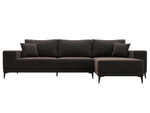 Диван угловой Льюес правый, Коричневый, Велюр, 122399